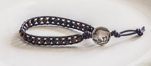 JuneStones single wrap bracelet Aspire featuring Mahogany Obsidian gemstones and natural leather