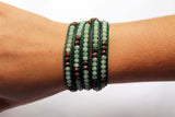 JuneStones five wrap bracelet Joy featuring Jade gemstones and natural leather