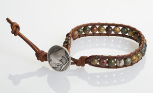 JuneStones five wrap bracelet Visualize featuring Landscape Jasper gemstones and natural leather
