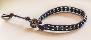 JuneStones single wrap bracelet Perspective featuring Azurite gemstones and natural leather